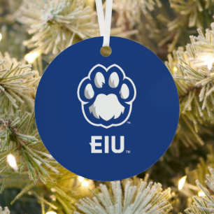 Eastern Illinois Panthers Paw Print & EIU Metalen Ornament
