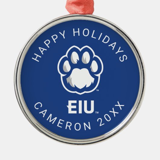 Eastern Illinois Panthers Paw Print & EIU Metalen Ornament (Voorkant)