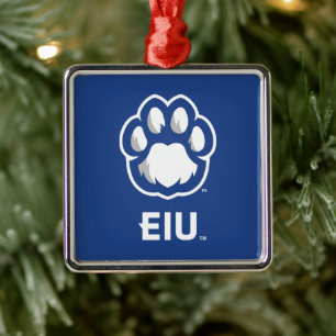 Eastern Illinois Panthers Paw Print & EIU Metalen Ornament
