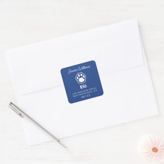 Eastern Illinois Panthers Paw Print & EIU Vierkante Sticker (Envelop)