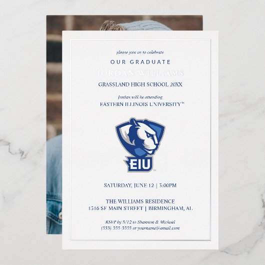 Eastern Illinois University Panthers Logo Folie Uitnodiging (Voorkant / Achterkant)