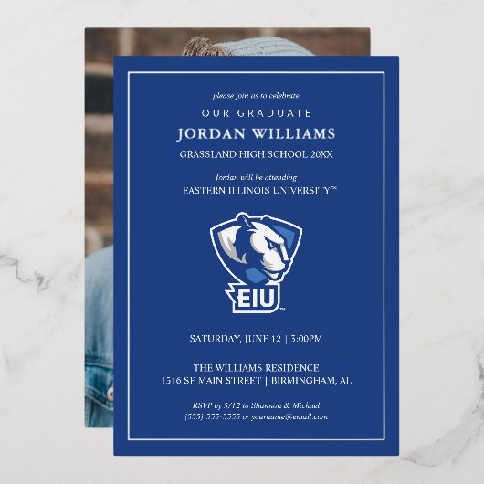 Eastern Illinois University Panthers Logo Folie Uitnodiging (Voorkant / Achterkant)