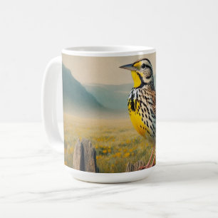 Eastern Meadowlark op een rustieke hek Koffiemok