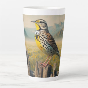 Eastern Meadowlark op een rustieke hek Latte Mok