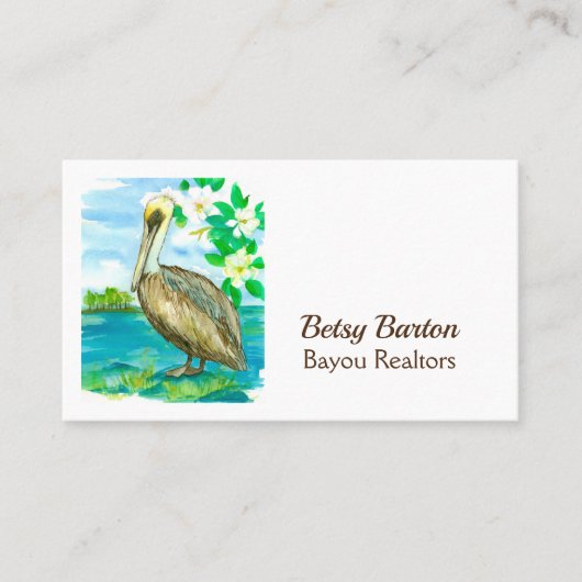 Eastern Pelican Bayou Southern Waterfowl Bird Visitekaartje (Voorkant)