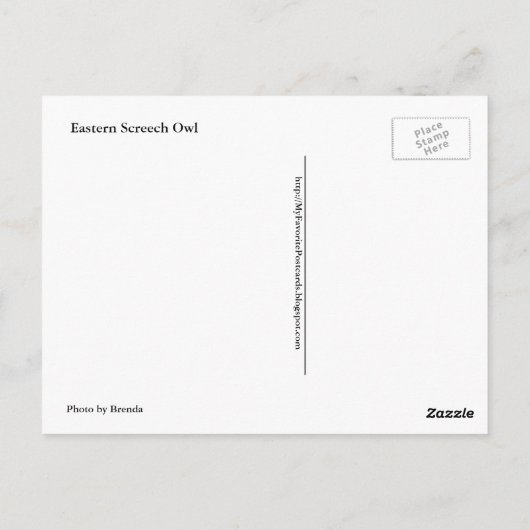 Eastern Screech Owl Briefkaart (Achterkant)