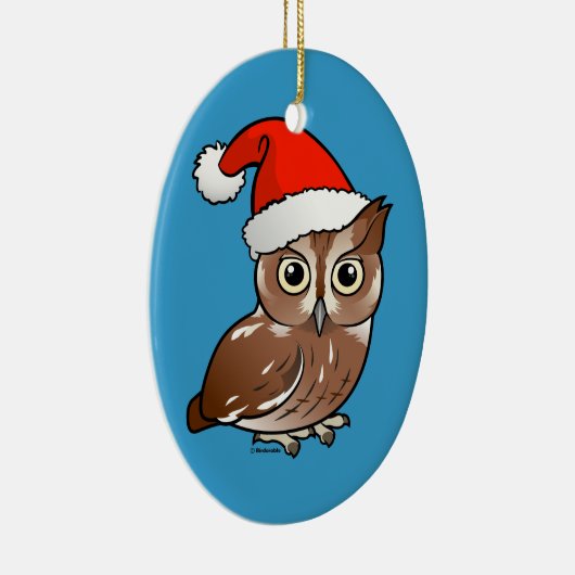 Eastern Screech Owl Santa Keramisch Ornament (Rechts)