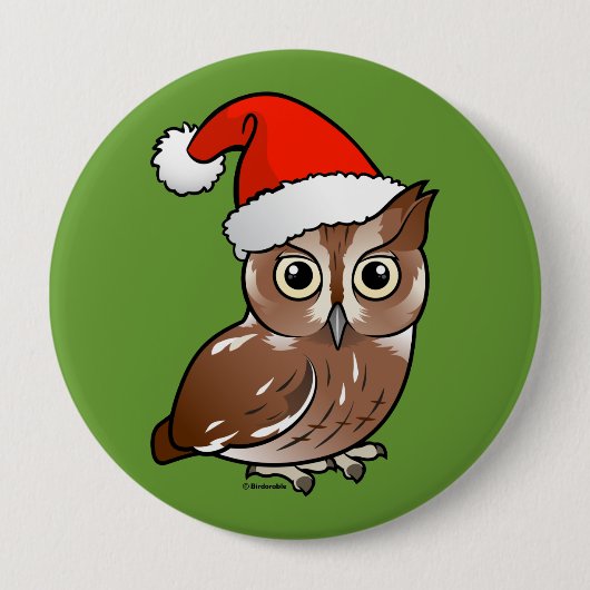Eastern Screech Owl Santa Ronde Button 4,0 Cm (Voorkant)