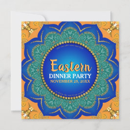 Eastern Spice Oranje Royal Blue Gold Dinner Party Kaart