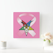 Eastern Star Breast Cancer Vierkante Klok (Huis)