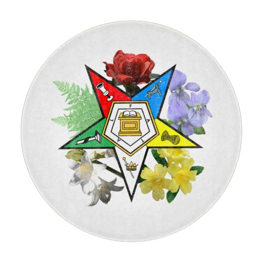 Eastern Star Floral Glass Cutting Board Snijplank (Voorkant)