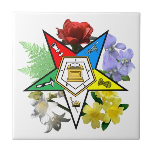 Eastern Star Floral Tile Tegeltje (Voorkant)