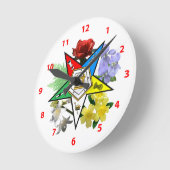Eastern Star Floral Wall Clock Ronde Klok (Hoek)