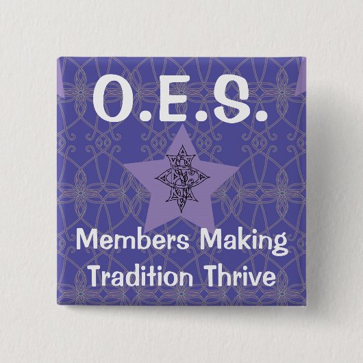 Eastern Star Paarse Pin Vierkante Button 5,1 Cm (Voorkant)