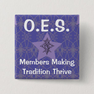 Eastern Star Paarse Pin Vierkante Button 5,1 Cm