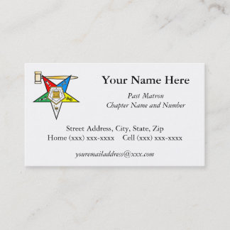 Eastern Star Past Matron Visitekaartje