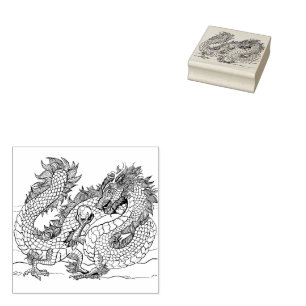 Eastern Style Pearl Dragon Rubberstempel