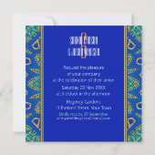 Eastern Sun Royal Blue Blauwgroen Monogram Invitat Kaart (Achterkant)