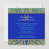 Eastern Sun Royal Blue Gold Sparkle Wedding Kaart (Achterkant)