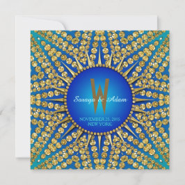 Eastern Sun Royal Blue Gold Sparkle Wedding Kaart