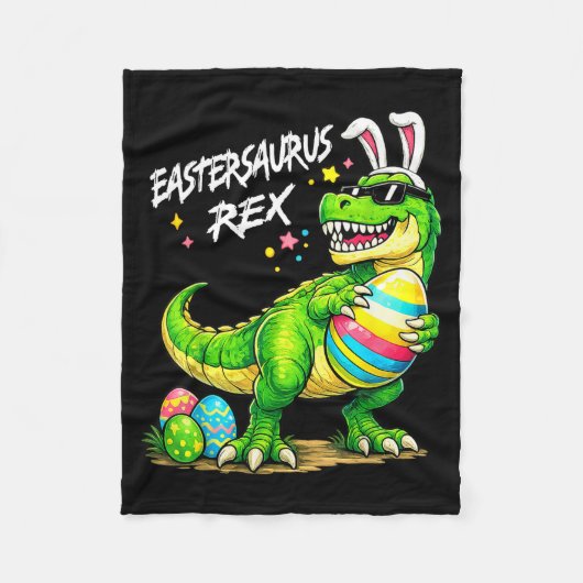 Eastersaurus Rex Grappige Dinosaurus Pasen T Rex K Fleece Deken (Voorkant)