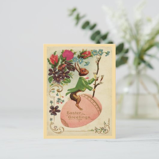 "EASTERTIDE EGG RIDE" BUNNY FEESTDAGENKAART (Staand voorkant)