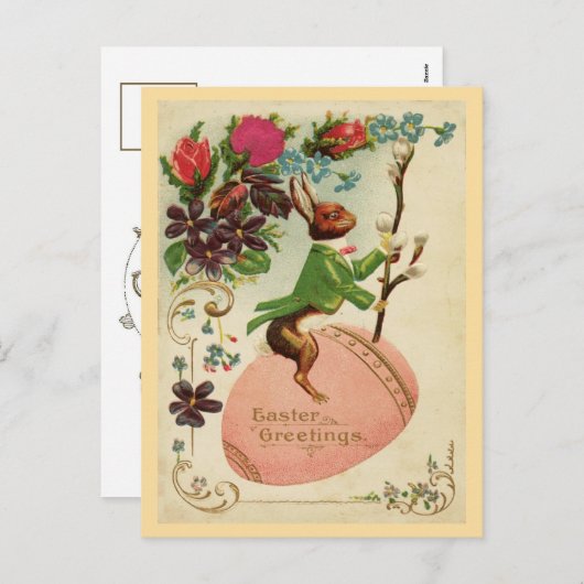 "EASTERTIDE EGG RIDE" BUNNY FEESTDAGENKAART (Voorkant / Achterkant)