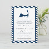 Eastham Cape Cod Kaart met Blauwe Strepen | Trouwe (Staand voorkant)