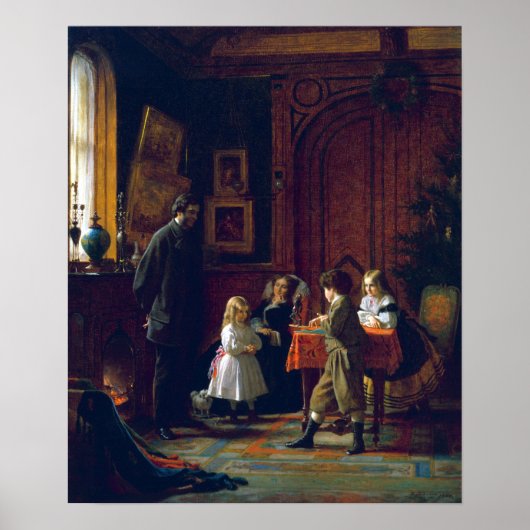 Eastman Johnson Kersttijd, de Blodgett Famil Poster (Voorkant)