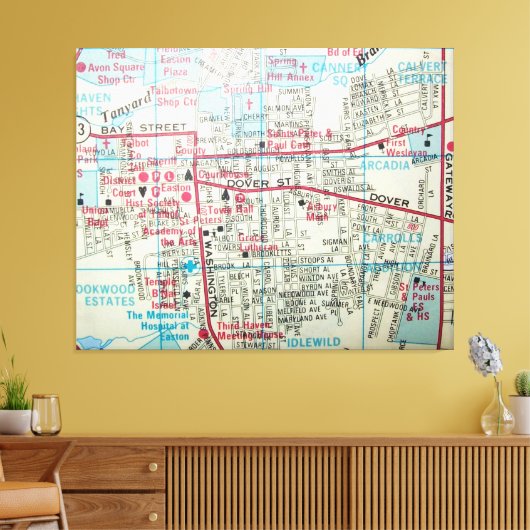 EASTON, MD  Kaart Canvas Afdruk (Insitu (Woonkamer))