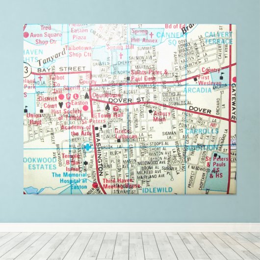 EASTON, MD  Kaart Canvas Afdruk (Insitu (Houten vloer))