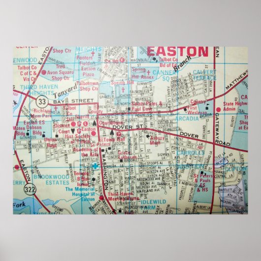 Easton, MD Map Poster (Voorkant)