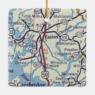 Easton MD Vintage Map Keramisch Ornament