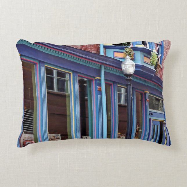 Easton PA - Straat met open deur Accent Kussen (Voorkant)