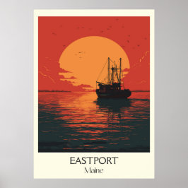 Eastport Maine  Harbour Vissende bootkunst Poster