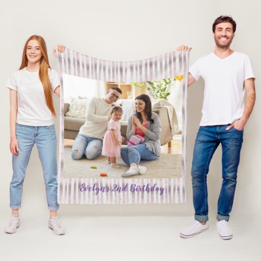 Easy Birthday Jubileum Custom Photo Template Fleece Deken (In situ)