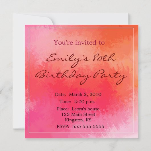 Easy Birthday Party-uitnodiging sjabloon Kaart (Achterkant)