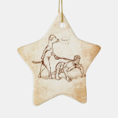 "Easy Boy" Dog Walking Man Keramisch Ornament (Rechts)