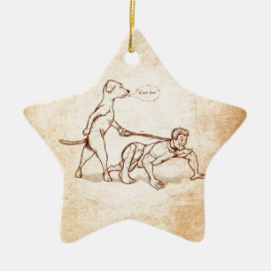 "Easy Boy" Dog Walking Man Keramisch Ornament