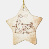 "Easy Boy" Dog Walking Man Keramisch Ornament (Links)