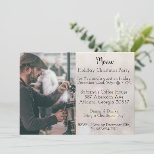 Easy Coffee Shop Menu Stijl Kerstfeest Kaart (Staand voorkant)