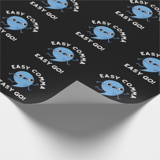 Easy Comma Easy Go Funny Punctution Pun Dark BG Cadeaupapier (Hoek)