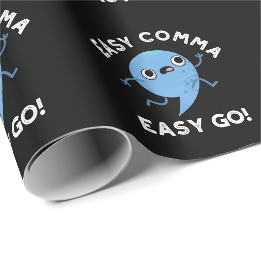 Easy Comma Easy Go Funny Punctution Pun Dark BG Cadeaupapier (Rol Hoek)
