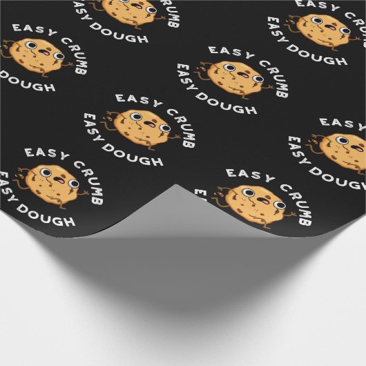 Easy Crumb Easy Dough Funny Cookie Pun Dark BG Cadeaupapier (Hoek)