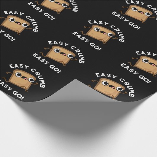 Easy Crumb Easy Go Funny Bread Pun Dark BG Cadeaupapier (Hoek)