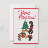 Easy Custom Cute Shih Tzu With Girl Xmas Card Bedankkaart (Voorkant)