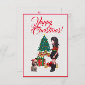 Easy Custom Cute Shih Tzu With Girl Xmas Card Bedankkaart (Voorkant / Achterkant)