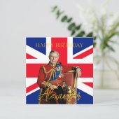 Easy Custom Name King Charles III Britse vlag Kaart (Staand voorkant)