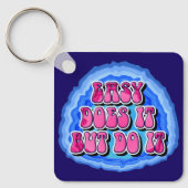 Easy Does It Geode Slogan met AA-gebed AANGEPAST Sleutelhanger (Voorkant)