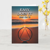 EASY DOES IT Maar Doe Het AA Spreuk Strand bij Zon Kaart (Gele Bloem)